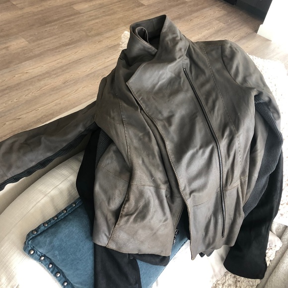 Grey leather theory blazer - Picture 2 of 2